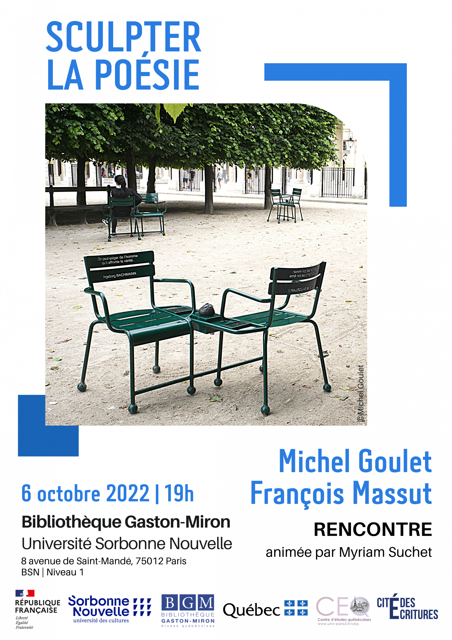 Affiche rencontre Michel Goulet François Massut 06102022