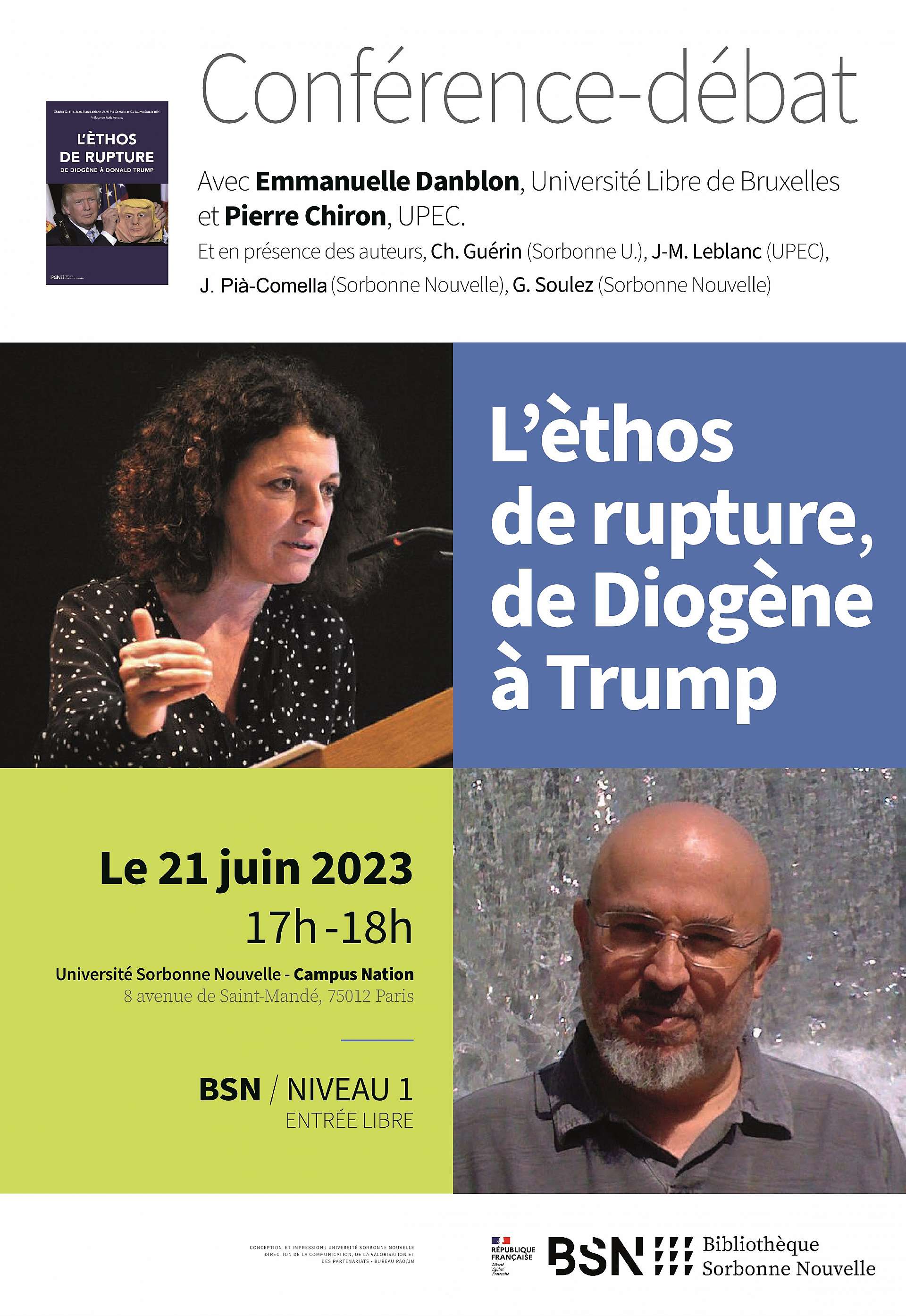 Affiche Conférence débat avec Emmanuelle Danblon et Pierre Chiron 1 2 