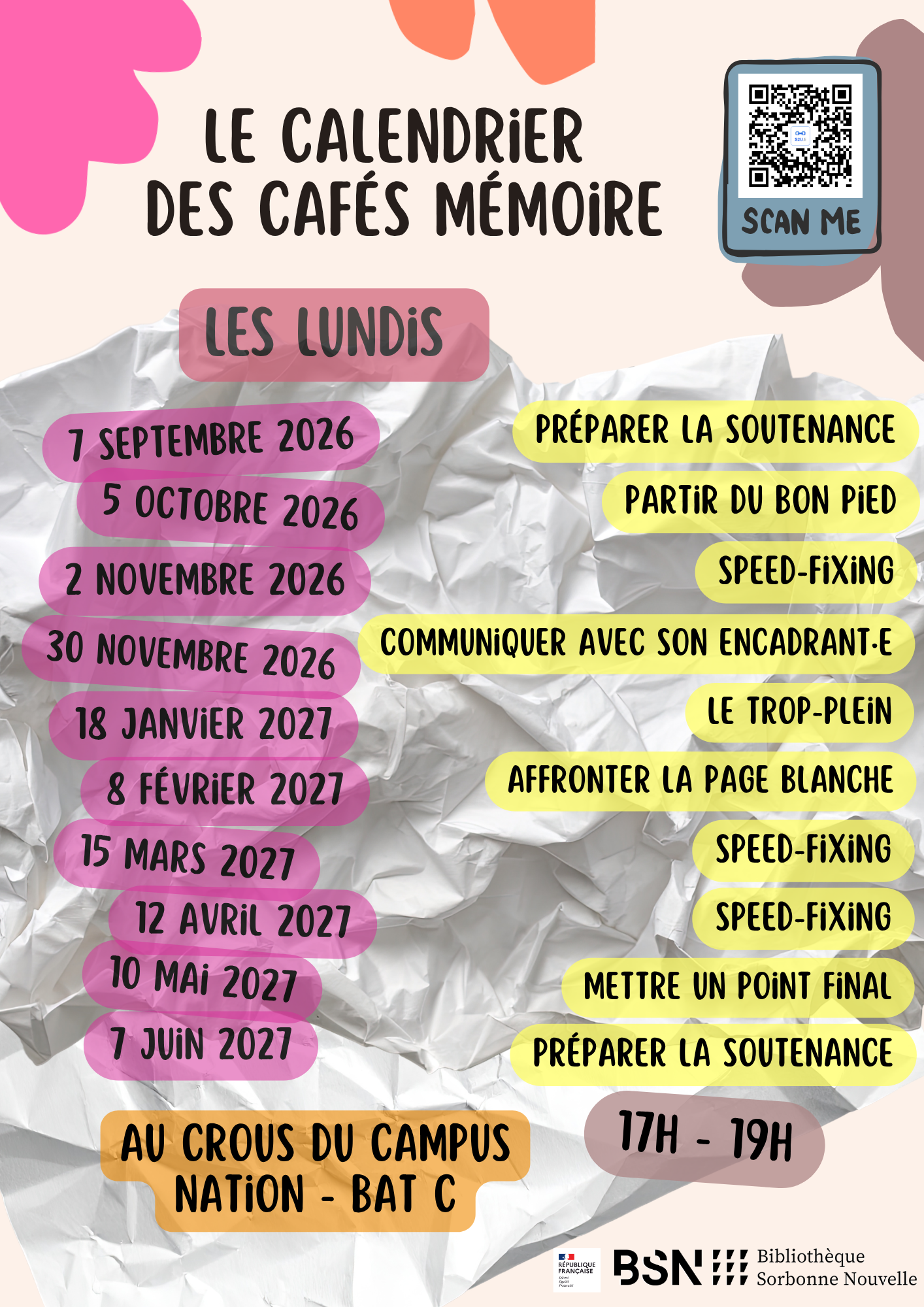 Calendrier cafs mmoire 2026 2027