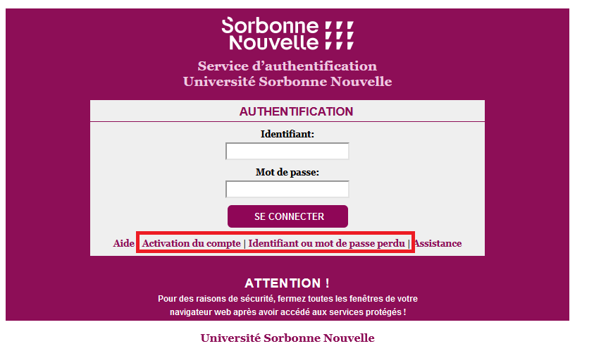 Reinitialisation du mot de passe