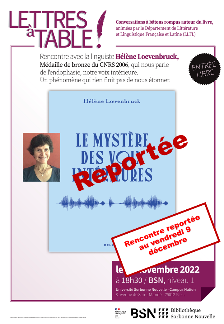 Lettre à table - Le mystére des voix interieures