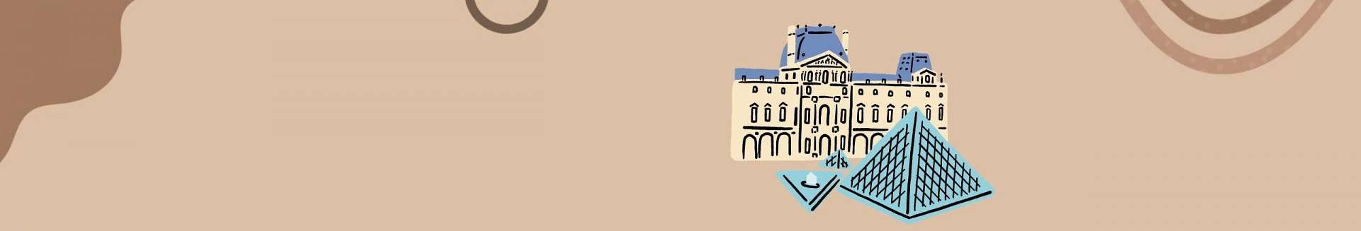 Illustration inspirée du Louvre et de sa pyramide sur fond uni