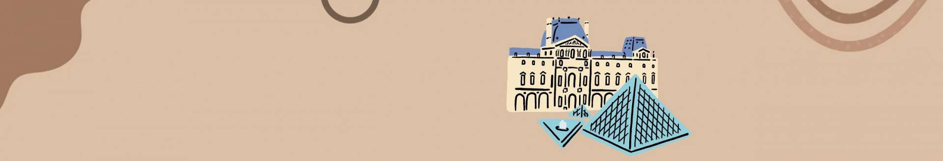 Illustration inspirée du Louvre et de sa pyramide sur fond uni